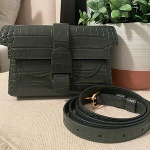 Senreve Aria belt bag crossbody dragon forest green